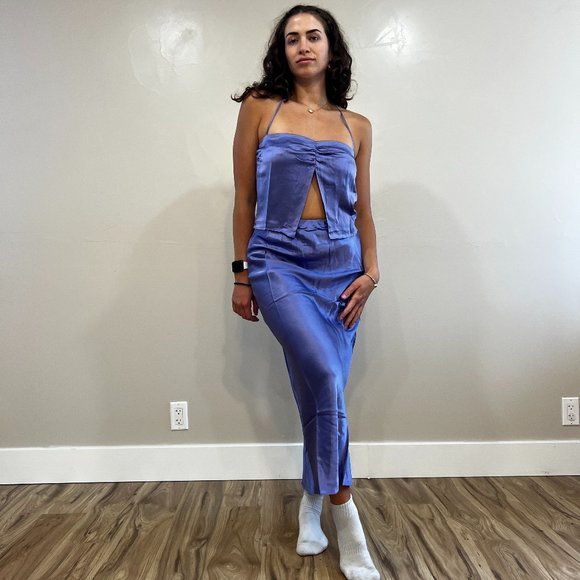 🎃Halloween Sale🎃Reformation Beba 🕸Silk🕸 Two Piece | Jacaranda - Picture 1 of 15